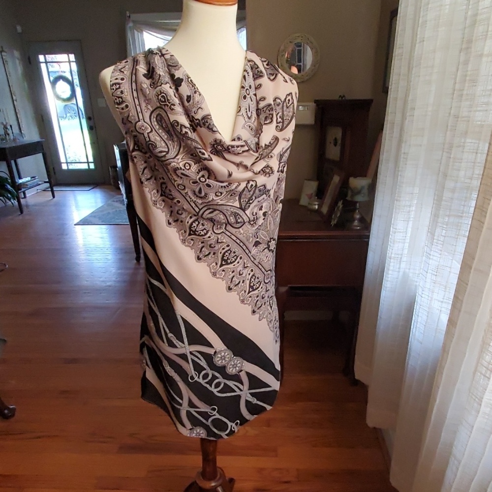 Tunic sleeveless drape neck blouse